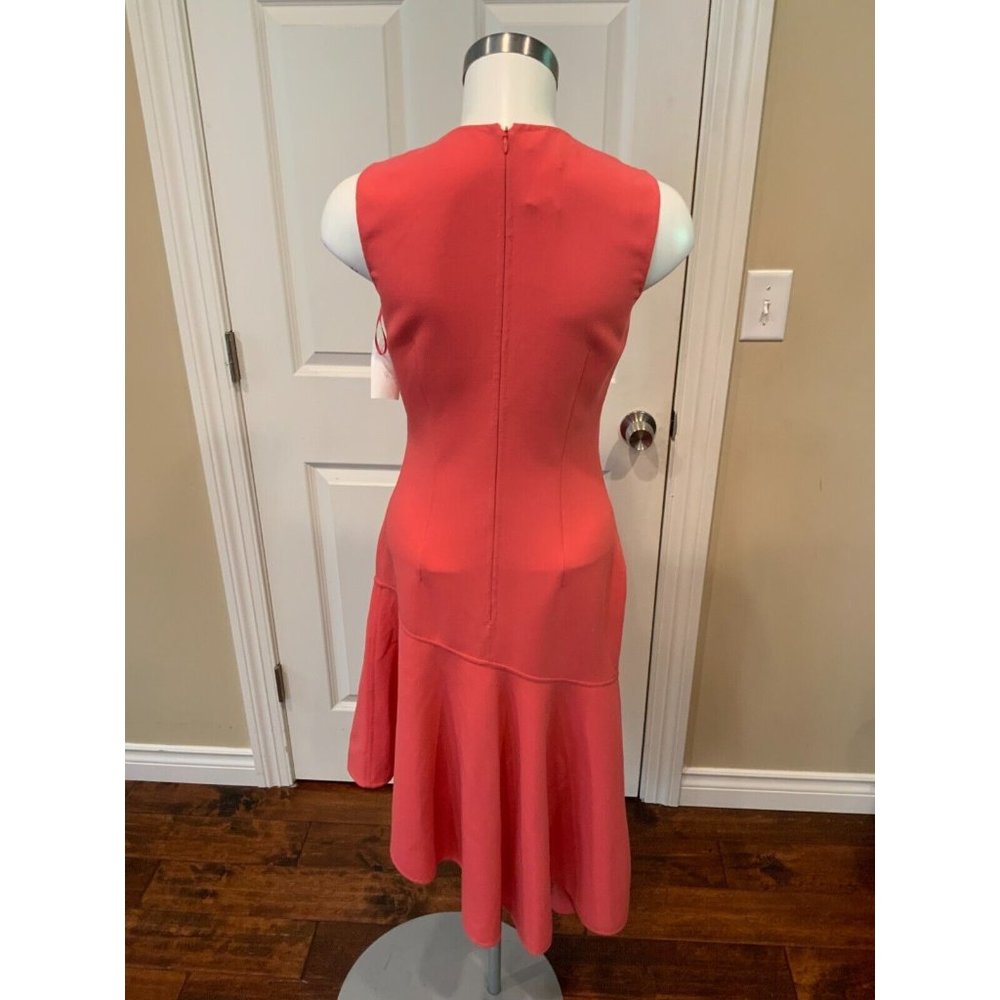 Michael Kors Collection Coral Pink Wool Crepe Fit & Flare Dress, Size 2 - Picture 6 of 9